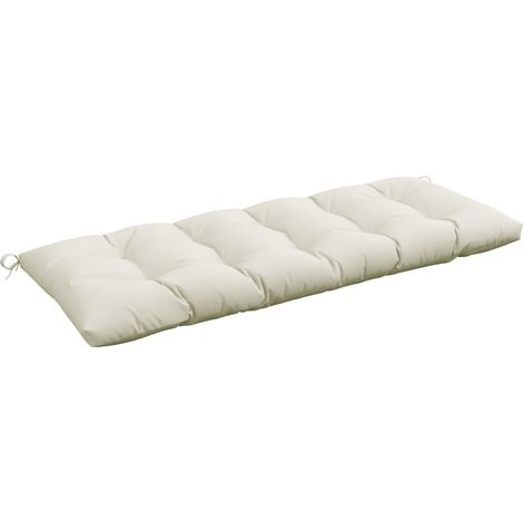 Coussin pour banc de jardin ou fauteuil à bascule 128 x 48 x 8 cm avec 2 cordons de fixation, imperméable et résistant aux UV, couleur crème 50+ (1/5)