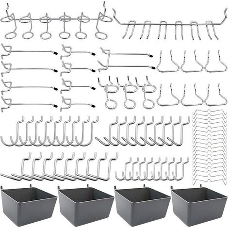 Porte-outils de Crochets pour Panneaux Perforés avec Bacs, Verrous à Chevilles, pour Organiser Divers Outils, 80 pièces (1/5)