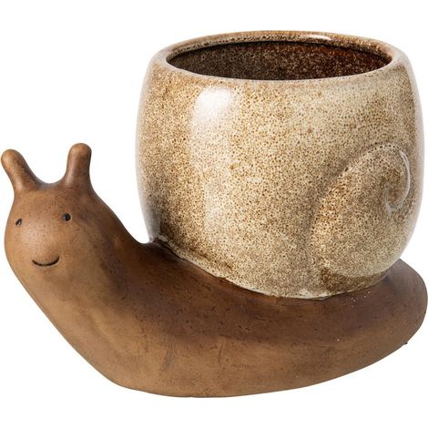 Cache-Pot Escargot en Grès "Solal" 20cm Marron (1/3)