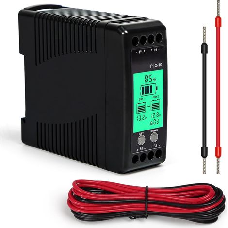 24V battery voltage balancer for LCD display of batteries connected in parallel, Multi-module support, Rail-mounted installation compatible with solar, RV.