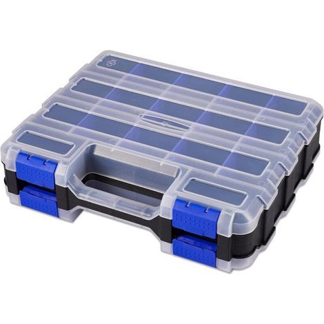 Boîte de rangement pour petites pièces - Organiseur double face - 34 compartiments - Avec séparateurs en plastique amovibles pour vis, écrous, clous, boulons (1/5)