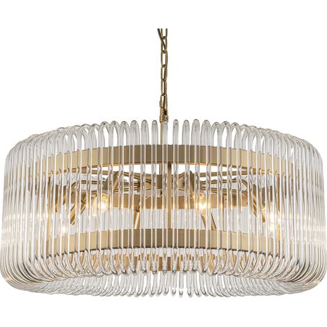 Lampara Techo Cristal Metal Dorado 80X80X34 Cm