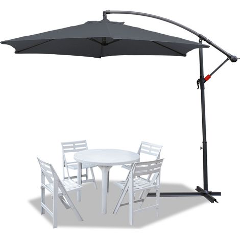Parasol Parapluie 300cm - Parapluie, protection solaire, parasol de jardin - Gris (1/5)