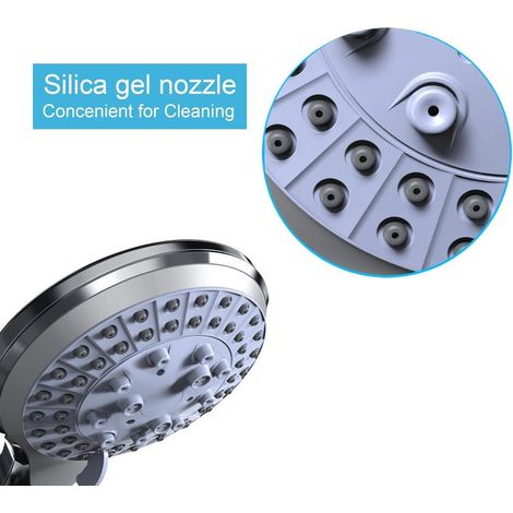 Flexible hand shower head with 5 modes, high pressure, water saving, chrome. (1/5)