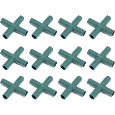 Packung mit 12 robusten PVC-Verbindern für 4-Wege-Gewächshausrahmen (16 mm). (1/4)