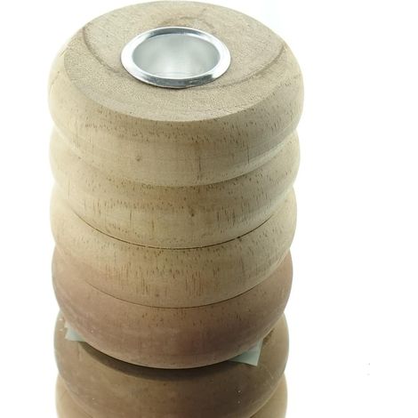 nature trends Stabkerzenhalter Natur zylindrisch mit Rippenoptik Ø 7 cm - Holz