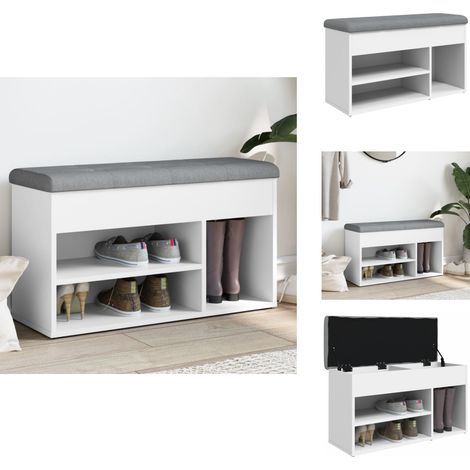 Banc à chaussures blanc 82x32x45,5 cm bois d'ingénierie - Banc Chaussure - Banc Entrée - Rangement Chaussures - Meuble Salle D'entrée - Banc Design (1/5)