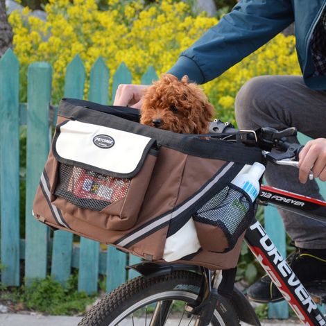Panier de vélo pour chiot et chat, sac de transport, pour ballade,Marron,38×25×25cm (1/5)