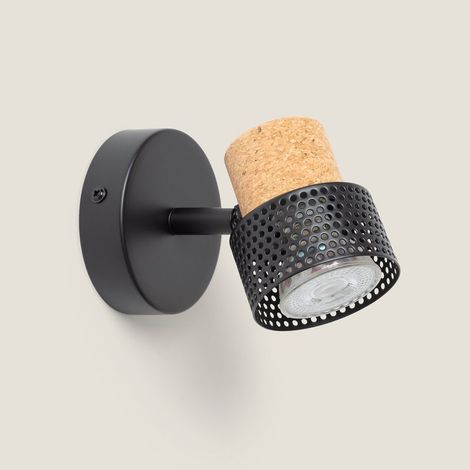 Lampe murale métal et liège Liksy noire (1/5)