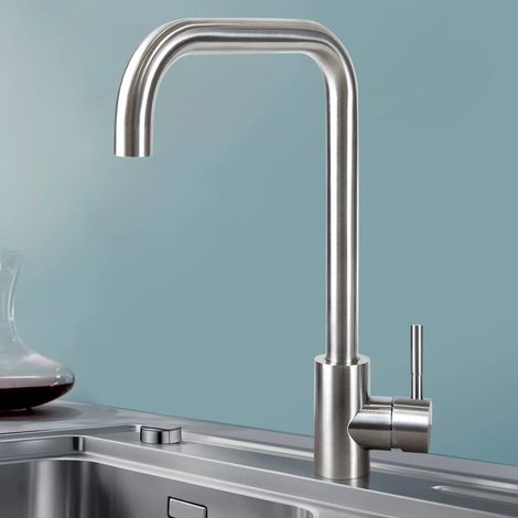 Rubinetto da cucina - Miscelatore GBLY in acciaio inossidabile con maniglia singola, rubinetto da cucina ad alta pressione, rubinetto da cucina girevole a 360°, nichel (1/5)