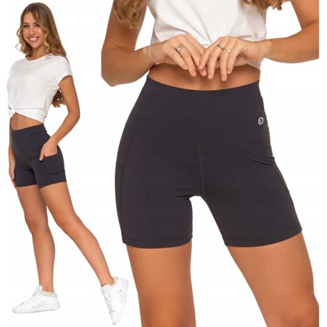 Pantalones cortos deportivos de ciclismo para mujer con cintura alta y bolsillos Moraj XXL grafito (1/5)