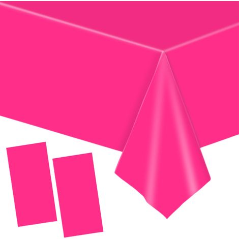 2 pièces Grand 137 274cm Rose Vif Nappes Jetable,Rectangulaire Imperméables Nappe Plastique Décoration de Table pour Anniversaire de Enfants,Fêtes,Mariages,Pique-niques,Halloween,Noël (1/5)