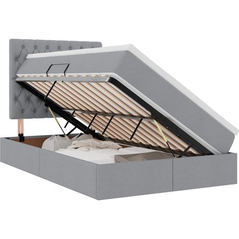 Maison Exclusive - LED-Speicherbett mit Matratze Hellgrau 120 x 1