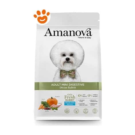 Amanova Dog Adult Mini Digestive Divine Rabbit - Sacco 7 Kg - Cibo Secco Cani