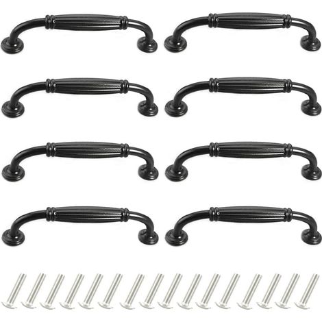 poignee de meuble cuisine noir 96mm 8 Pièces Poignée de Porte Poignee de Meuble Vintage Poignet de Porte Cuisine Alliage d'aluminium Poignee Meuble pour Porte,Espacement des trous de 96mm (1/5)