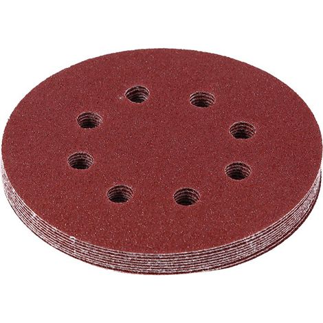 Set di 10 dischi abrasivi da 125 mm – grana 80 – rossi – 8 fori – carta vetrata – tampone lucidante
