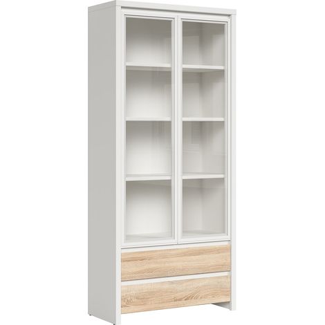 Vaisselier 2 portes 2 tiroirs Soren Blanc et Bois (1/3)