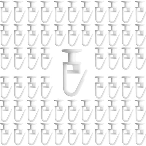 100Pcs Crochet de Rideau Rail Glisseur,Crochet Rail Rideaux Glisseur,Crochet Rideau Rail de Renfort pour Voitures,Bus,et Autobus Scolaires,Blanc (Style 2) (1/5)