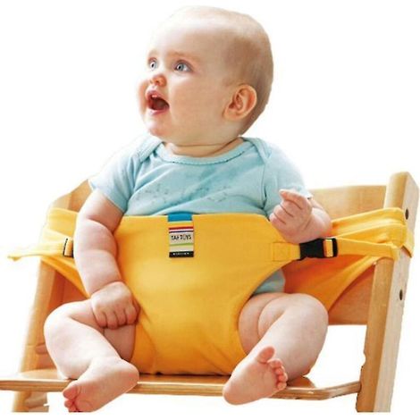 Harnais/ceinture portable et sécuritaire pour chaise de salle à manger jaune (1/5)
