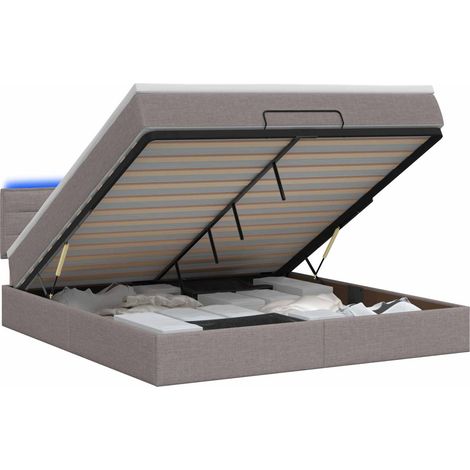 Maison Exclusive - Lit coffre avec matelas et LED Taupe 140 x 200 cm Tissu (1/5)