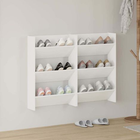 vidaXL Wall Shoe Cabinets 2 pcs White 60x18x90 cm Engineered Wood (1/5)