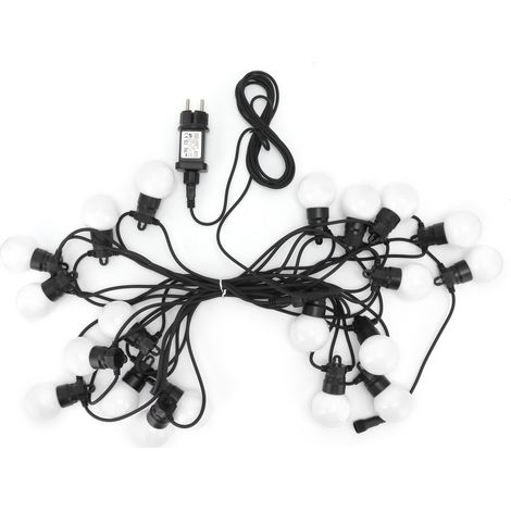 Guirlande lumineuse étanche 10 mètres 20 LED G50 blanc chaud 220V-240V pour décoration festive extérieure EU