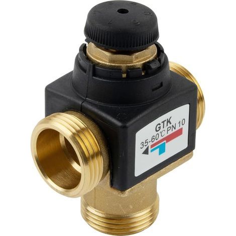 Vanne mélangeuse thermostatique à 3 voies – Plage de température 35-60 °C – Système de sécurité coupure automatique – Raccord DN25 filetage extérieur (1/4)