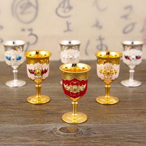 Verre À Vin - Alliage De Zinc - Style Vintage Européen Avec Motif Floral - Forme Unique - Hauteur 6,8 Cm - 1 Pièce (1/5)