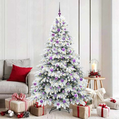 Künstlicher Weihnachtsbaum mit 300 LEDs Weiß 180 cm PE und PVC
