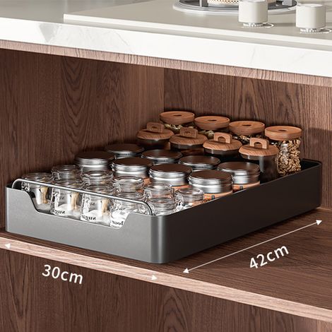 Organiseur d'armoire coulissant fixe avec guide d'amortissement, étagères de garde-manger coulissantes silencieuses, étagère de garde-manger à tiroir coulissant robuste pour cuisine, 40 x 20 x 7 cm, n