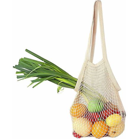 Filet Filet Shopping Bag Portable Lavable Réutilisable Shopping Bag Filet Corde Sac Organisateur (Longue Poignée) (1/5)