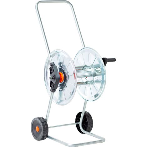 Dévidoir mural galvanisé 50 m 1/2'' – Rangement compact tuyaux d'arrosage – 2 roues robustes – Raccord rapide inclus – Agrati (1/5)