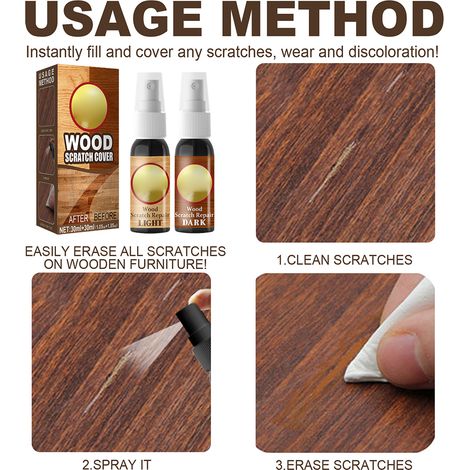 Packung mit 2 Produkten zur Kratzerreparatur von Massivholzparkett, 30 ml + 30 ml Mehrschicht-Restaurierungsflüssigkeit für Holzböden, Kartonverpackung. (1/5)