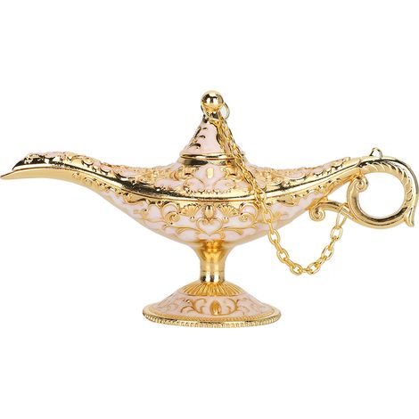 Brûleur d'encens en métal rose, forme lampe creuse, décoration artisanale pour la maison, cadeau original. (1/5)