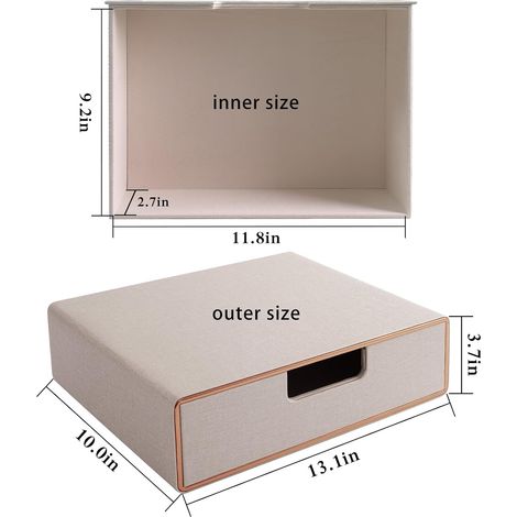 Aufbewahrungsbox aus PU-Leder und MDF für Dokumente und Bürobedarf, Büroorganizer, Bürosekretär – Aufbewahrungssystem aus Faserplatte und Papier, beige. (1/2)