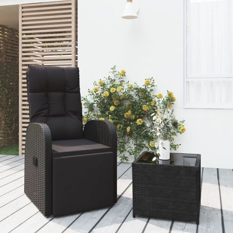 2 Piece Garden Lounge Set Black Poly Rattan&Steel vidaXL (1/5)