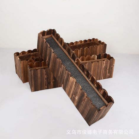 Jardinière rustique en bois, pot de fleurs artificiel pour balcon intérieur (1/4)