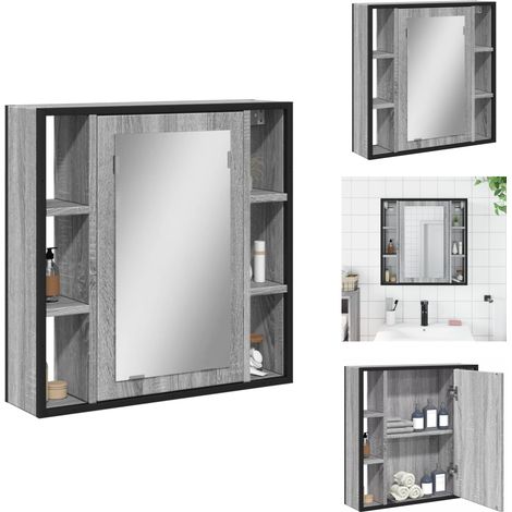 Armoire à miroir de salle de bain sonoma gris bois d’ingénierie - Armoire Salle De Bain - Meuble Lavabo - Armoire Miroir - Rangement Salle De Bain - Meuble Suspendu (1/5)