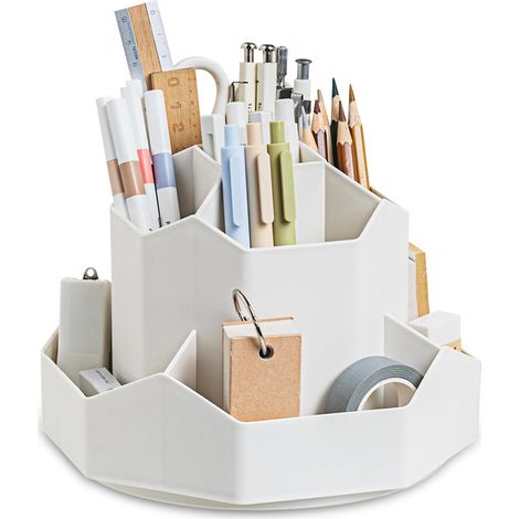 Schreibtisch-Organizer, um 360° drehbarer Stifthalter, 9 Fächer, Stift-Organizer, Stifthalter, drehbarer Organizer für Bürobedarf, Kunsthandwerk, Make-up