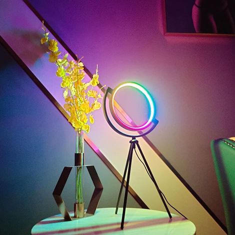 XEPHO USB Lampe de Table Dimmable RGB Mode Fil de Commande Plusieurs Couleurs Noir Lumière D'ambiance pour Chambre Salle D'étude Lampe Decorative de Salon (1/5)