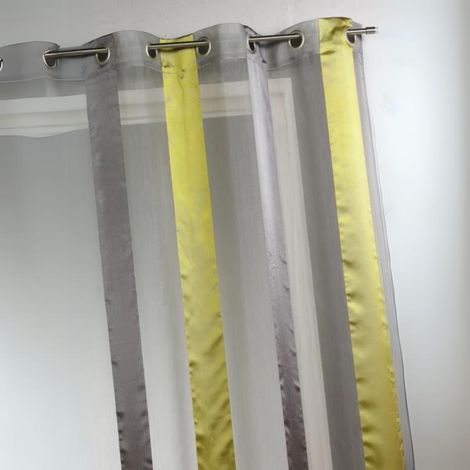 Voilage bicolore à rayures verticales Vert tilleul 140x260 cm