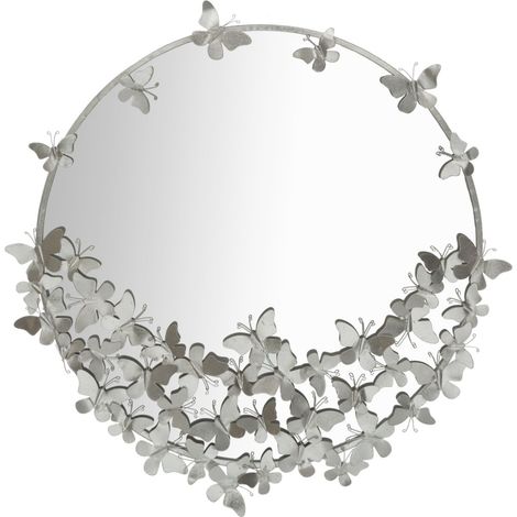 Miroir Mural Design "Butterfly" 94cm Argent (1/5)