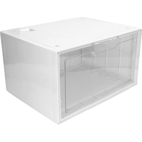Boîte à chaussures transparente épaisse et anti-poussière pour baskets AJ, présentoir avec tiroir à charnière, boîte de rangement en PP, plusieurs boîtes empilables, blanche. (1/5)