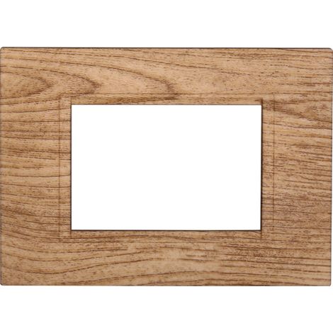 Placca Plastica Quadrata Serie Space 3P Colore Legno Chiaro Compatibile Con Bticino Living Light (1/6)