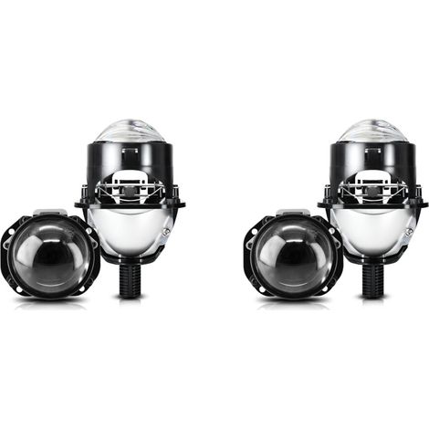 Adatto per quattro lenti di proiezione a doppio LED da 2,5 pollici, compatibile con lenti LED H4, H7, 9005 e 9006, lampadine per fari automobilistici bianche da 8000 lumen e 6000K con fascio luminoso.
