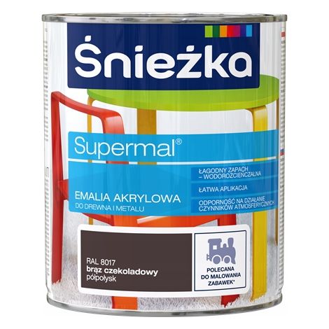 ŚNIEŻKA Smalto acrilico SUPERMAL Marrone Cioccolato RAL8017 0,8L Semilavorato 1 pz.