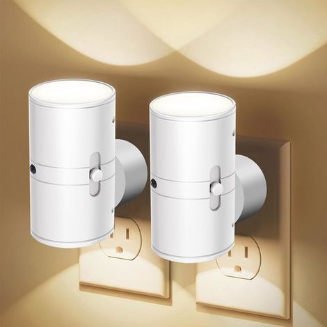 Luci notturne a LED moderne, confezione da 2, montaggio a incasso, luce bianca calda, dimmerabili da 0 a 100 lumen, con sensore di movimento, ideali per camere da letto e corridoi, facili da usare. (1/5)
