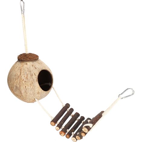 Nid d'oiseau, nid d'élevage pour hamster, échelle d'escalade, cachette en coquille de noix de coco naturelle, maisonnette à jouets (1/5)
