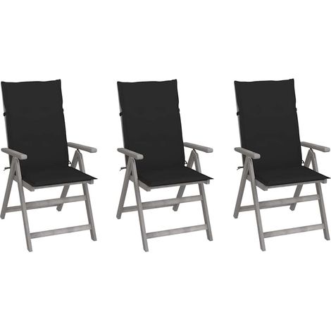 vidaXL Sillas reclinables jardín y cojines 3 uds madera maciza acacia (1/5)