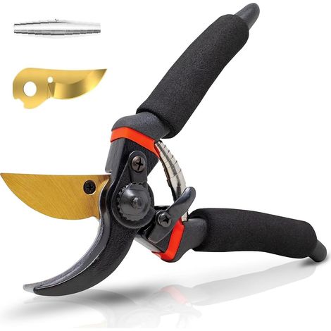 Sécateur professionnel 8" en titane de qualité supérieure à lames croisées Lames tranchantes antirouille pour une coupe précise Sécateur de jardin (1/5)